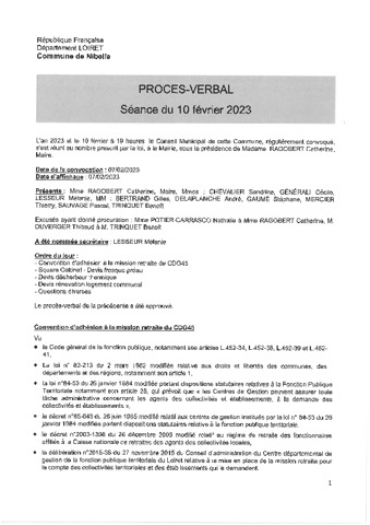 Conseil municipal du 10 février 2023