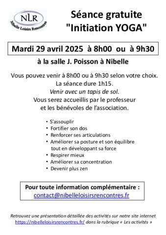 NLR - Séance gratuite YOGA