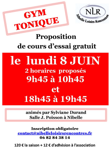 Cours d'essai gym tonique