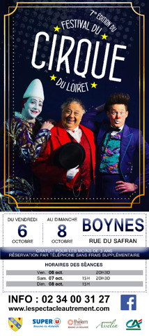 Festival du cirque à Boynes du 6 au 8 octobre