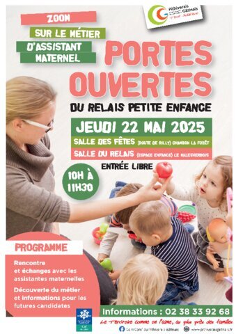 Portes ouvertes Relais Petite enfance -    le 22 mai à Chambon-La-Forêt (Salle des fêtes)  de 10h à 11h30