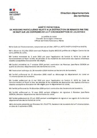 Arrêté préfectoral : autorisation de destruction de renards par tirs de nuit jusqu'au 15 novembre 2025