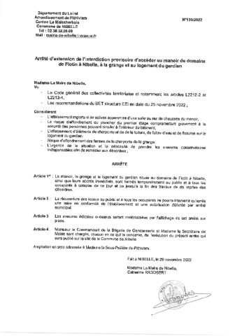Interdiction provisoire accès au Manoir de Flotin, au logement et à la grange
