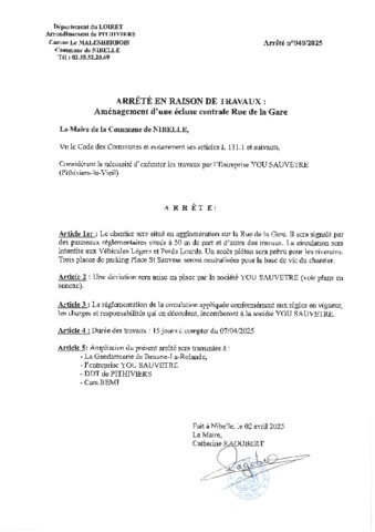 Travaux rue de la Gare - déviations en place pour Véhicules Légers et Poids Lourds