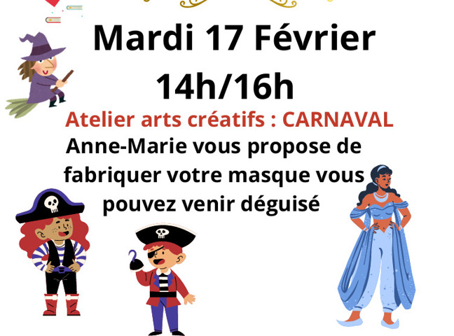 <br />
Atelier arts créatifs : carnaval<br />
