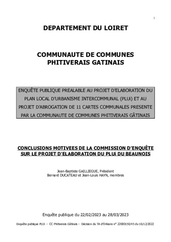 Conclusions et rapport détaillé Commissaires enquêteurs PLUi du Beaunois