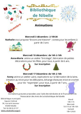 Bibliothèque - animation décembre