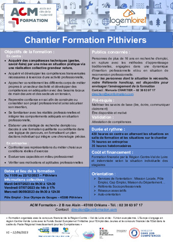 Chantier formation Pithiviers septembre / décembre 2023
