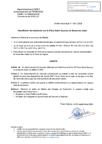 Interdiction de stationner : marché dominical