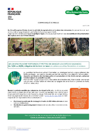 Message de l'ONF : prévention des naissances en forêt du 15 avril au 30 juin