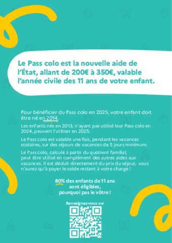 La CAF informe : dispositif Pass Colo