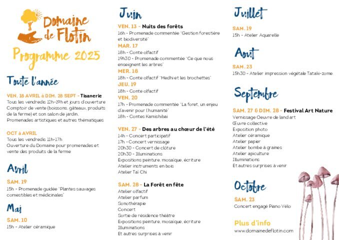 Programme 2025 Domaine de Flotin