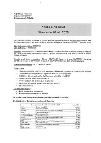 Procès-verbal Conseil Municipal du 19 septembre 2025